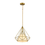 Opal Shade Wired Geometric Cage Pendant Ceiling Light