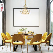 Opal Shade Wired Geometric Cage Pendant Ceiling Light