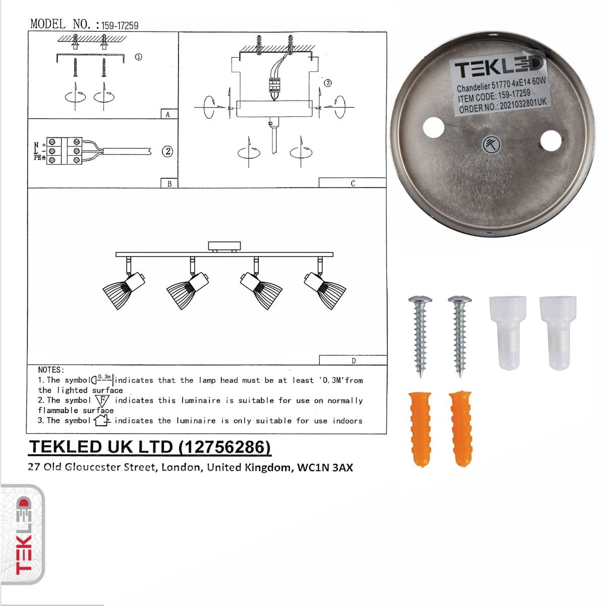 Chandelier 51770 60W 4xE14 (TEKAVIZE)