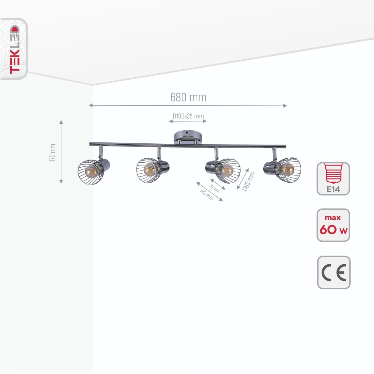 Chandelier 51770 60W 4xE14 (TEKAVIZE)