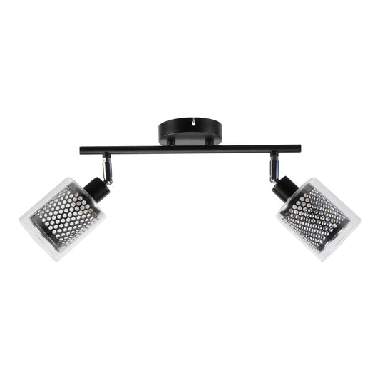 Chrome Honeycomb Shade Black Body Semi Flush Ceiling and Wall Light E14
