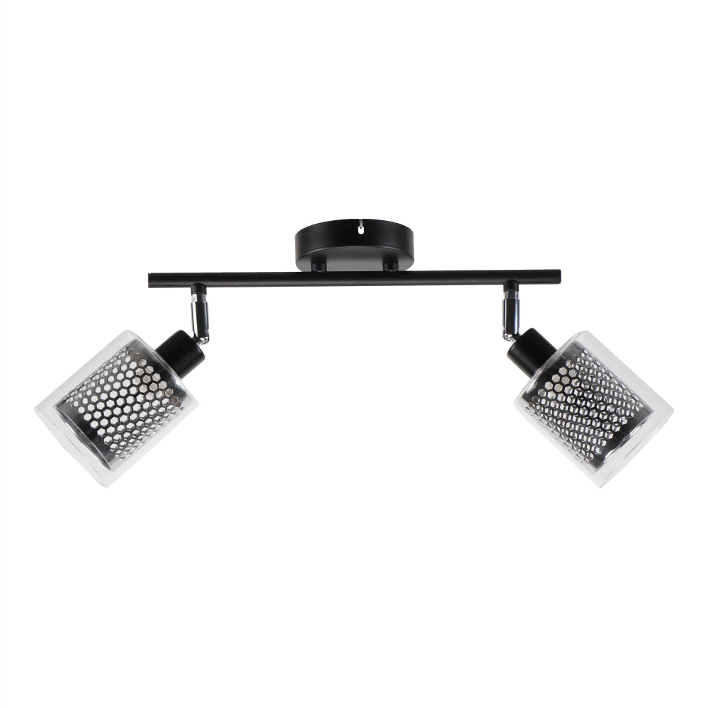 Chrome Honeycomb Shade Black Body Semi Flush Ceiling and Wall Light E14