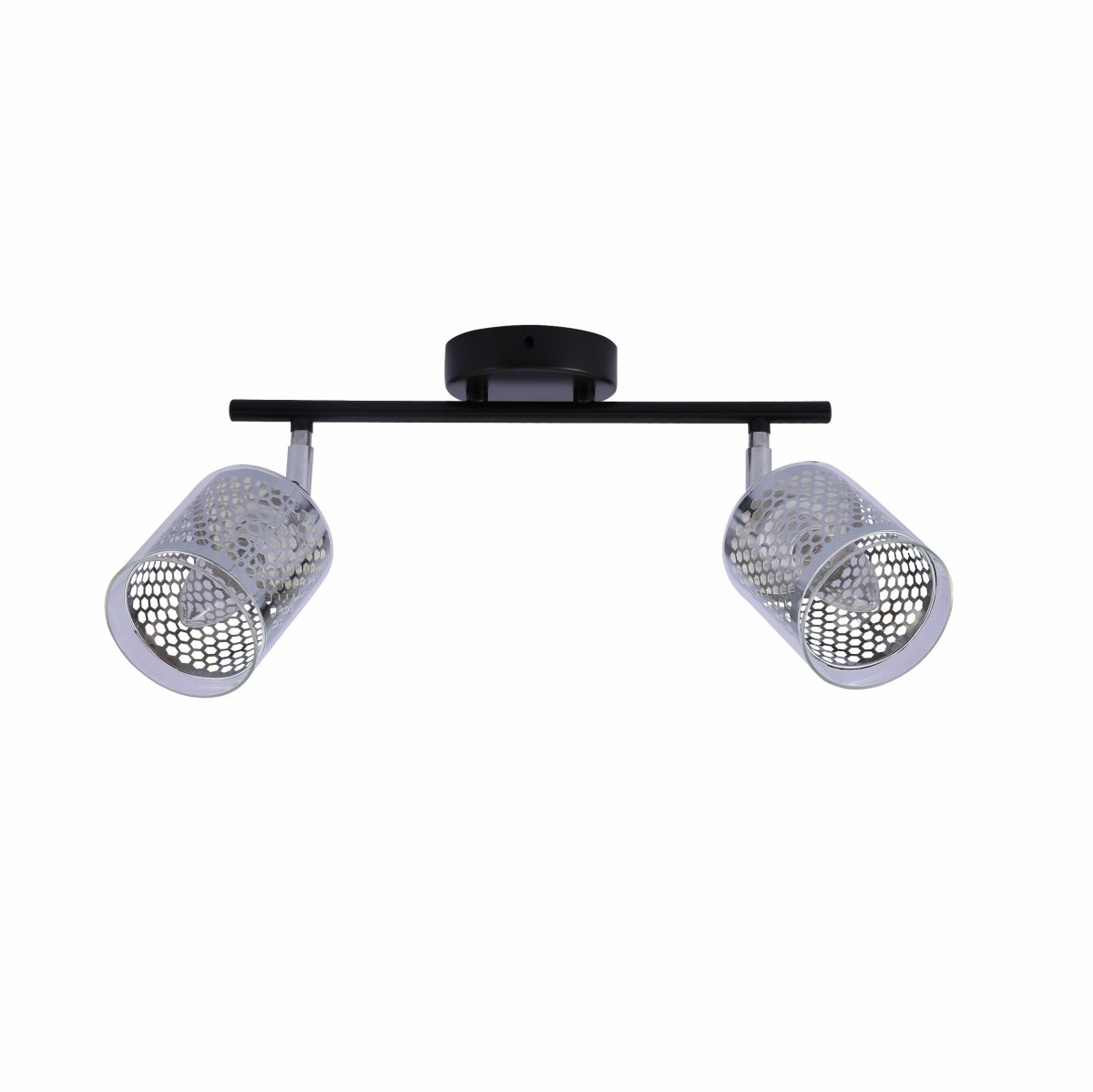 Chrome Honeycomb Shade Black Body Semi Flush Ceiling and Wall Light E14