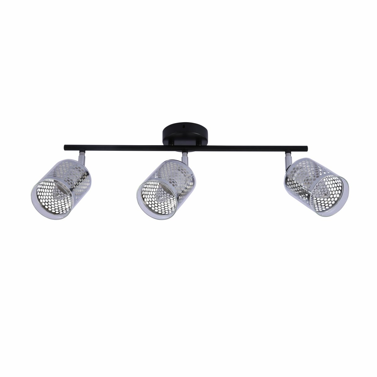 Chrome Honeycomb Shade Black Body Semi Flush Ceiling and Wall Light E14