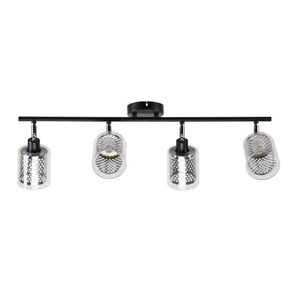 Chrome Honeycomb Shade Black Body Semi Flush Ceiling and Wall Light E14