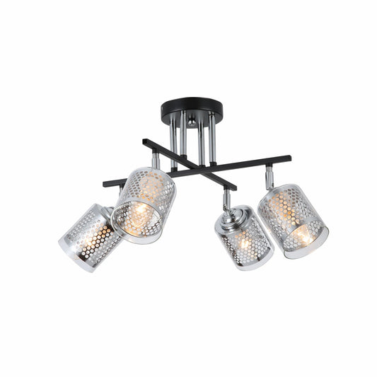 Chrome Honeycomb Black Chrome Body Semi Flush Ceiling Light E14