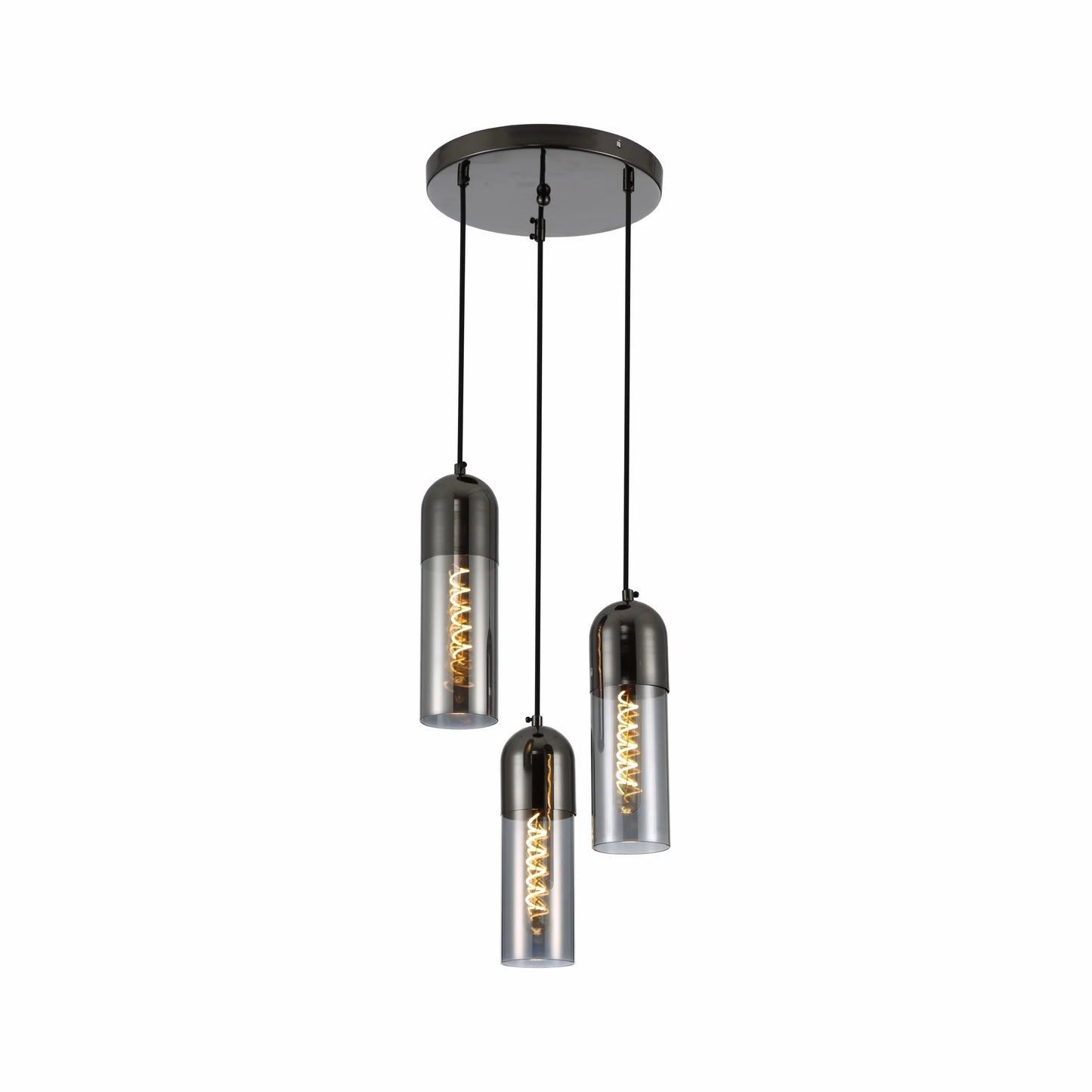 Sleek Duo-Tone Cylinder Pendant Ceiling Light - Amber Bronze or Smoky Black Variants