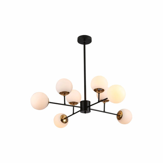 Stilnovo Amber or Opal Glass Globe Modern Sputnik Chandelier Ceiling Light E27