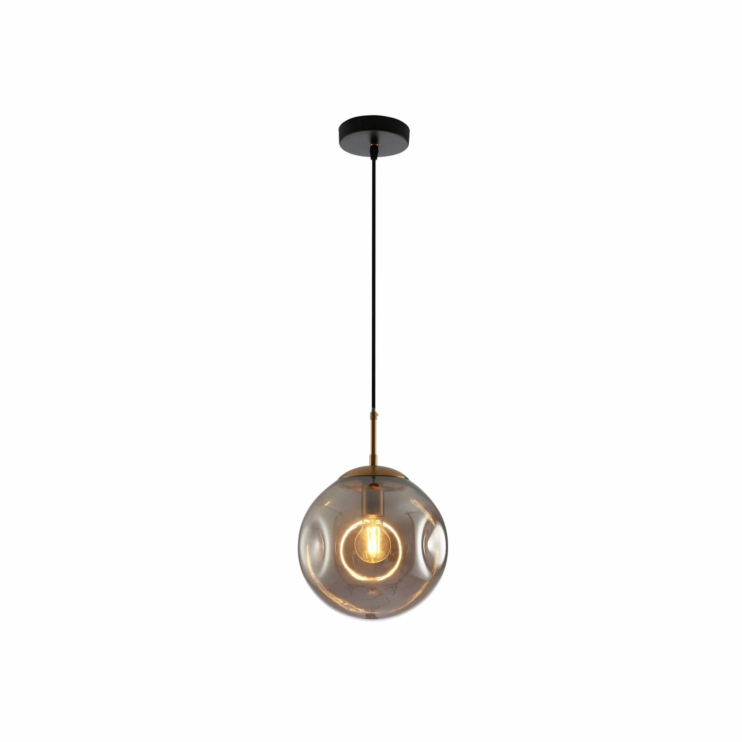 Amber or Smoky Glass Crater Pendant Ceiling Light E27