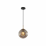 Amber or Smoky Glass Crater Pendant Ceiling Light E27