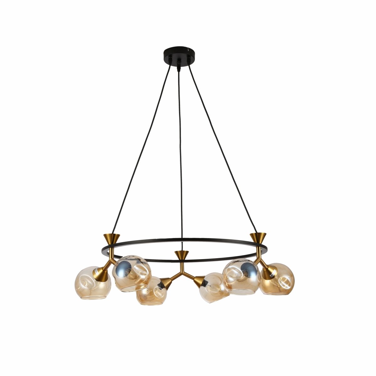 Main image of Locanda Amber Glass Chandelier 6xE14 Fitting | TEKLED 159-17390