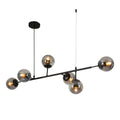 Smoky or Amber Glass Globe Black or Gold Metal Modern Island Chandelier Ceiling Light 6xE27