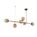 Smoky or Amber Glass Globe Black or Gold Metal Modern Island Chandelier Ceiling Light 6xE27