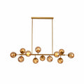 Modern Molecule Style Amber Smoky Opal Glass Globe Gold Black Metal Body Island Chandelier Ceiling Light