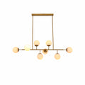 Modern Molecule Style Amber Smoky Opal Glass Globe Gold Black Metal Body Island Chandelier Ceiling Light