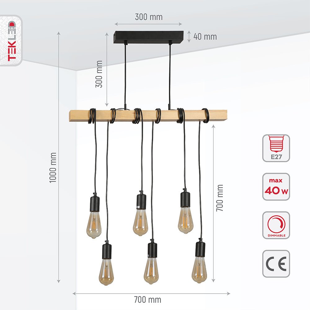 Chandelier 103711 40W 11xE27 BLACK L1500 (TEKAVIZE)