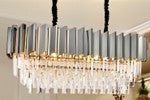 Chandelier 9568D 12xE14 L1000xW350xH470 GOLD & BL(TEKAVIZE)
