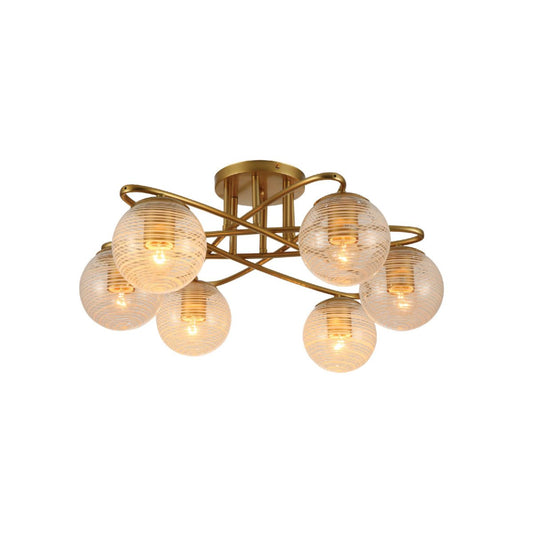 Gold Ellipse Metal Textured Globe Glass Modern Ceiling Light E27 Fittings