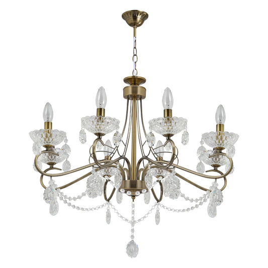 Mary Lillian Mediterranean Elegant Transitional Crystal Chandelier Ceiling Light E14
