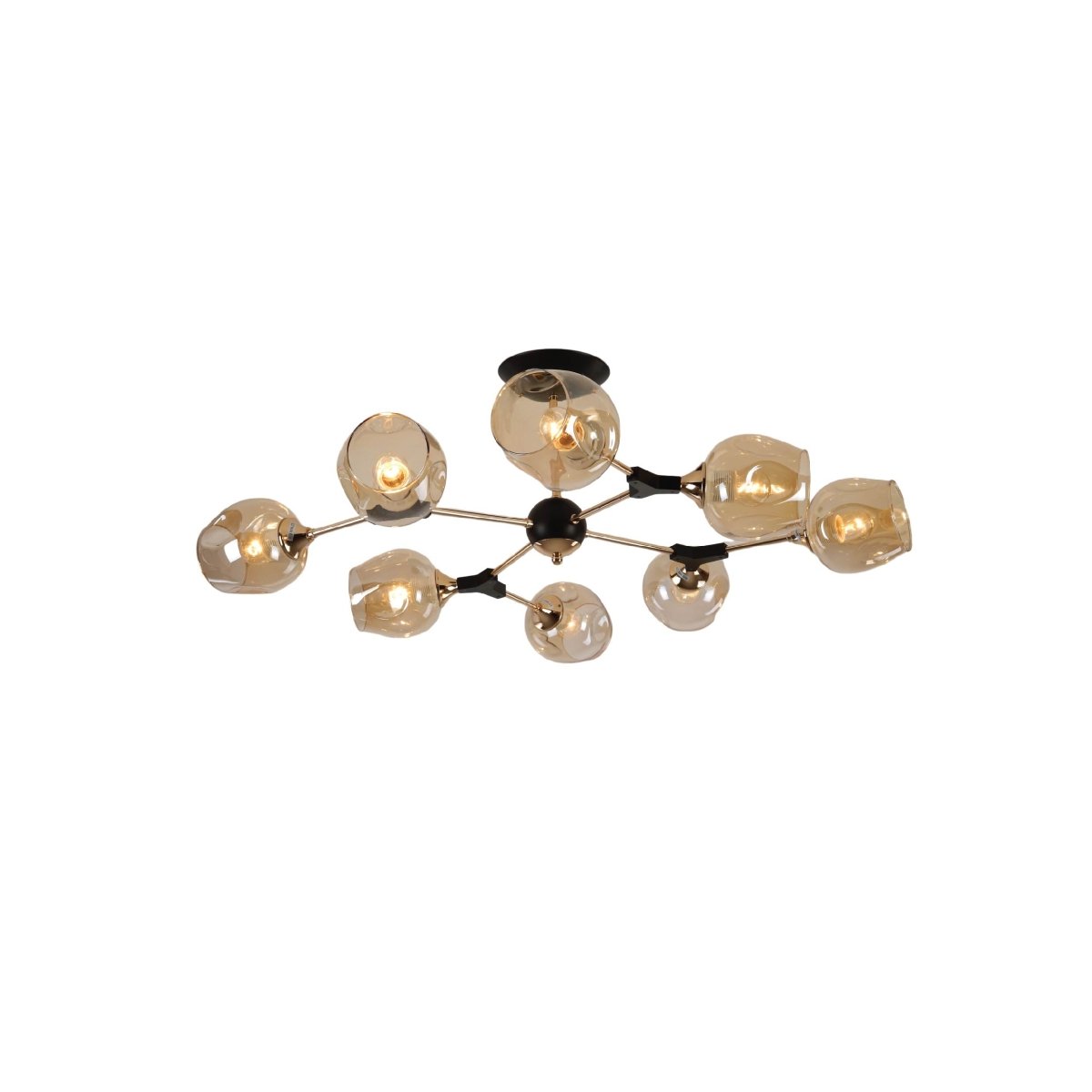 Amber Bell Glass Sputnik Gold Semi Flush Ceiling Light E27