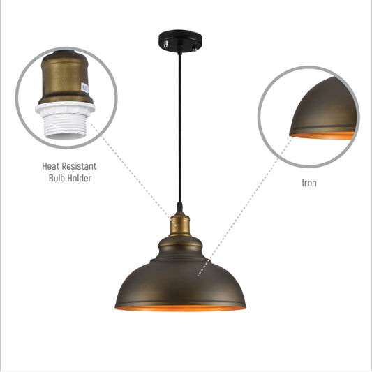 Dome Industrial Large Metal Ceiling Pendant Light E27