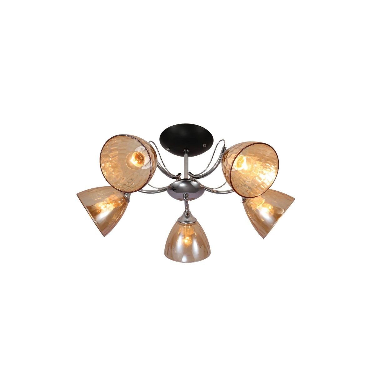 Main image of Textured Clear Cone Glass Chrome Semi Flush Ceiling Light | TEKLED 159-17764