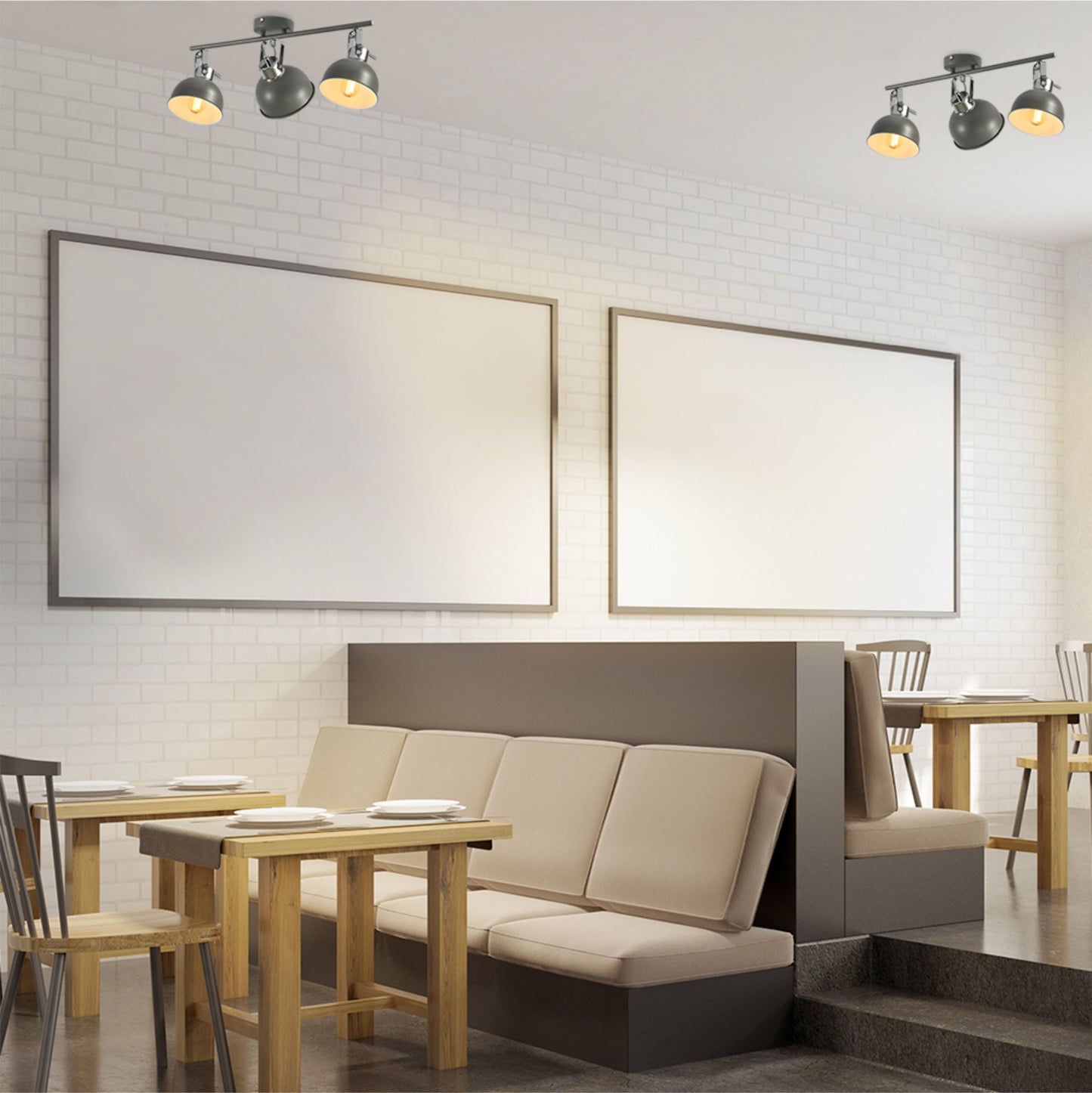 Grey Dome Shade Grey metal Body Ceiling and Wall Light E14