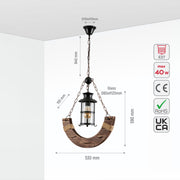 Crescent or Board Wood Cylinder Glass Shaded Rustic Farmhouse Nautical Marine Sailor Kitchen Island Pendant Ceiling Light E27