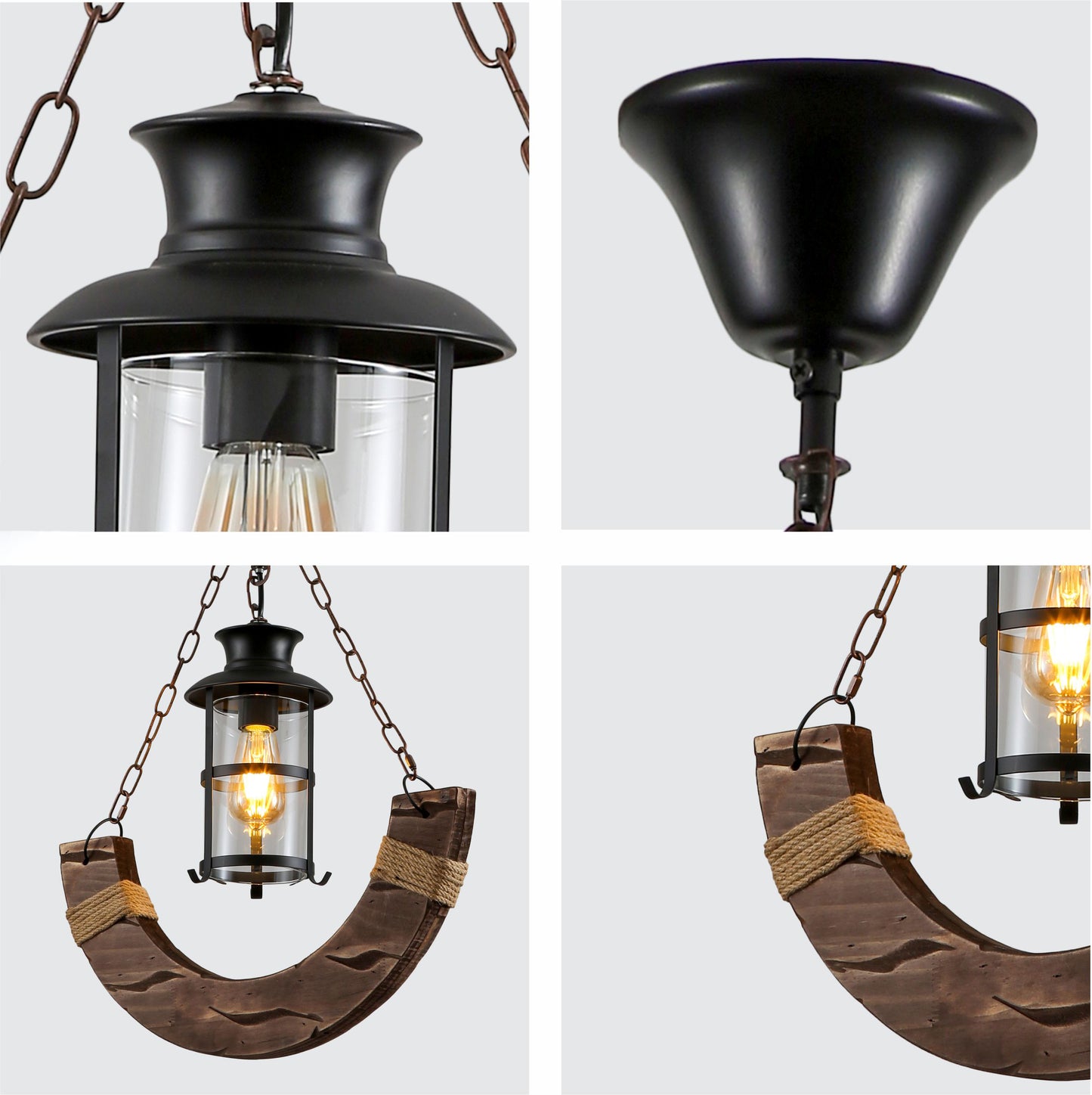 Crescent or Board Wood Cylinder Glass Shaded Rustic Farmhouse Nautical Marine Sailor Kitchen Island Pendant Ceiling Light E27