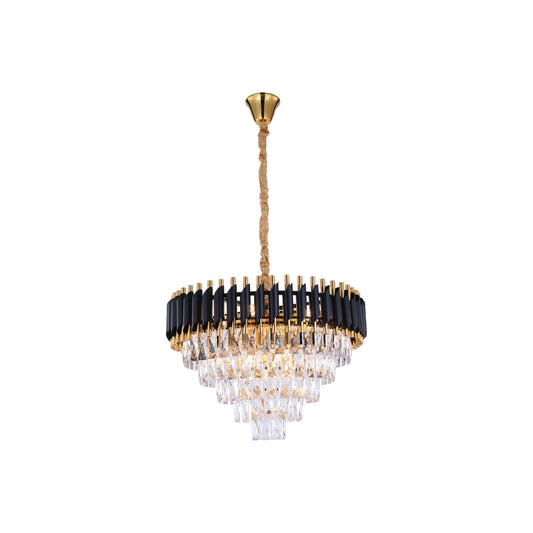 Orbit Glow Design Tiered Crystal Modern Chandelier Ceiling Light
