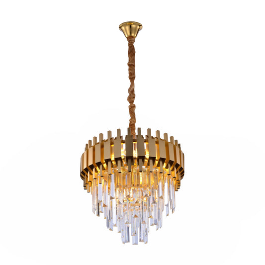 Metropolitan Square Beam Design Tiered Crystal Modern Chandelier Ceiling Light