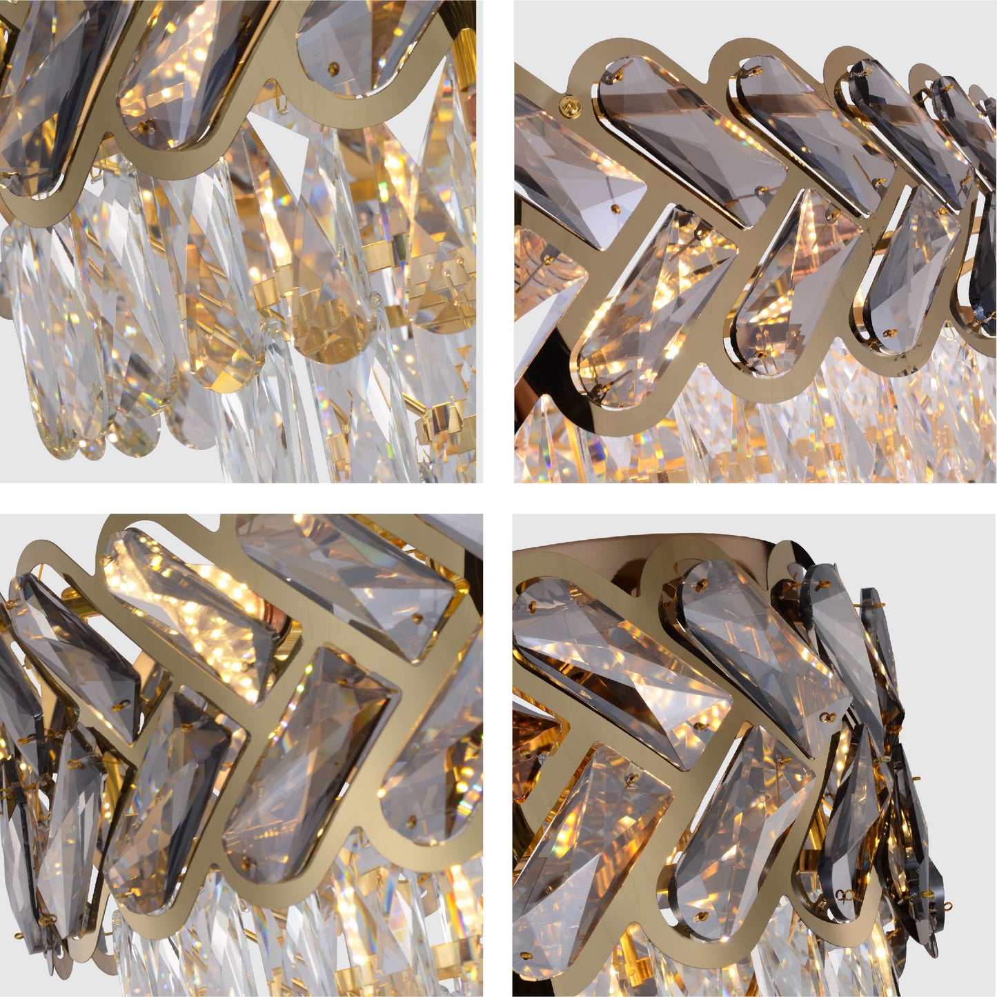 Herringbone Crystal Chandelier Ceiling Light Gold