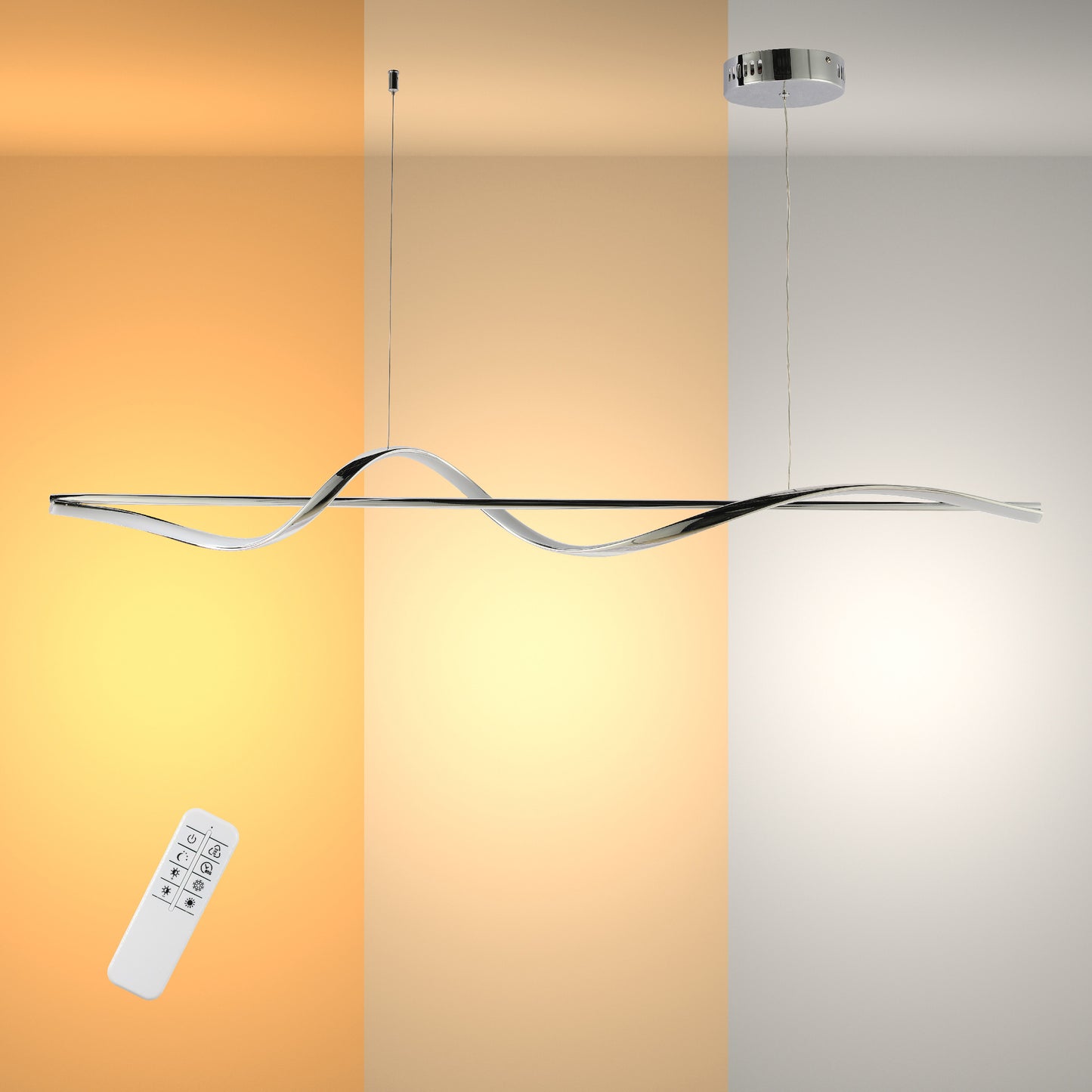Modern Sleek Infinity Wave LED Pendant Light