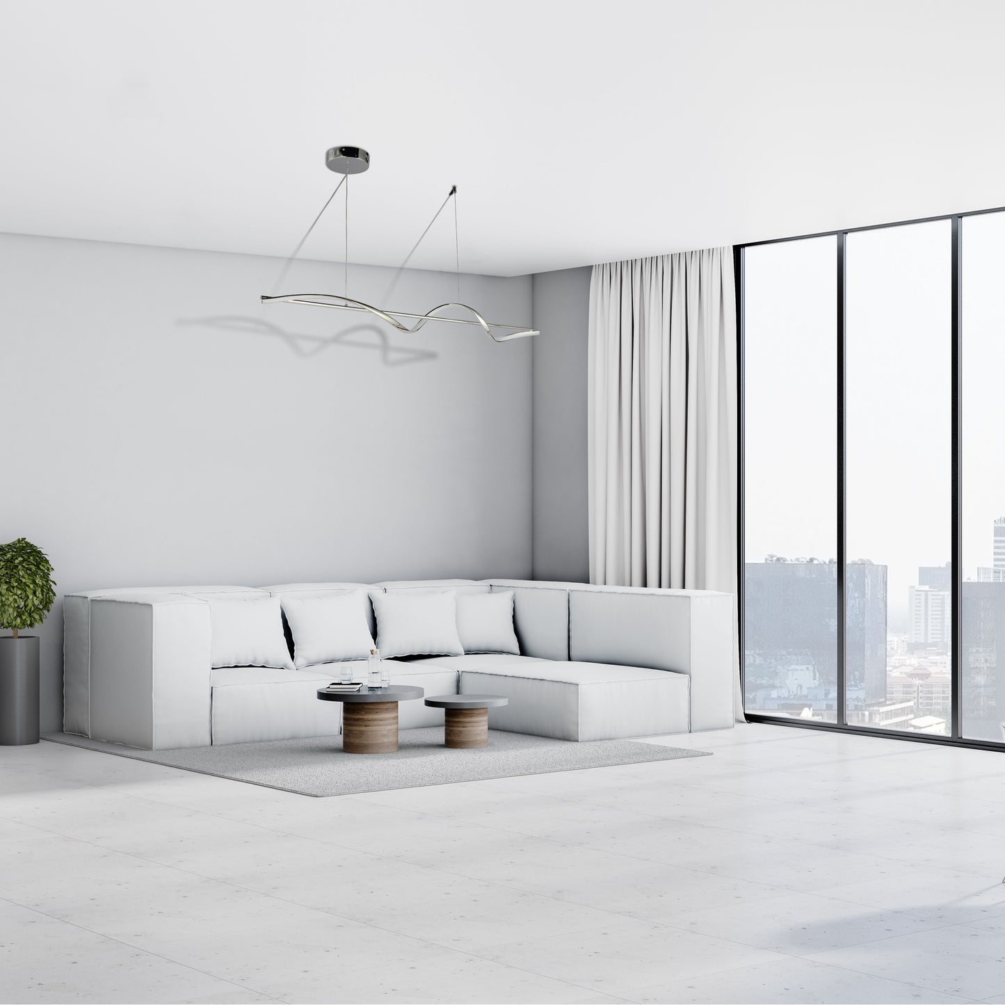 Modern Sleek Infinity Wave LED Pendant Light