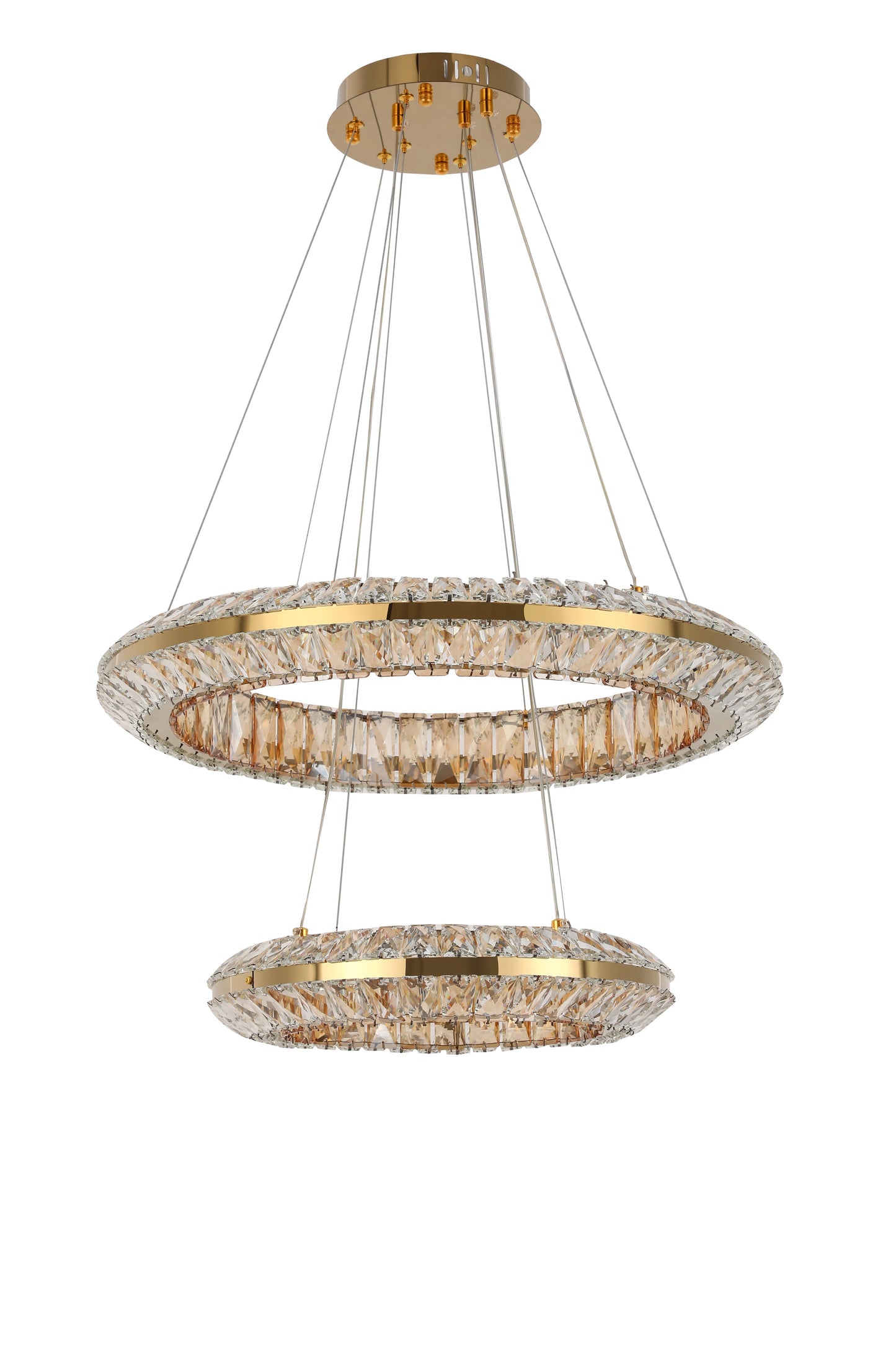 CRYSTAL GOLD CEILING CHANDELIER LIGHT CB242 D600+D400MM 3 COLOUR (TEKLED)