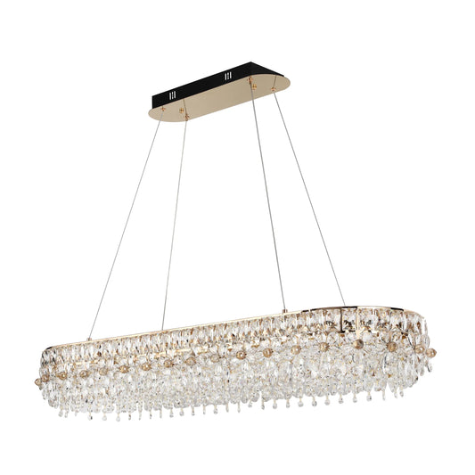 Dimmable Gold Tiered Crystal Chandelier