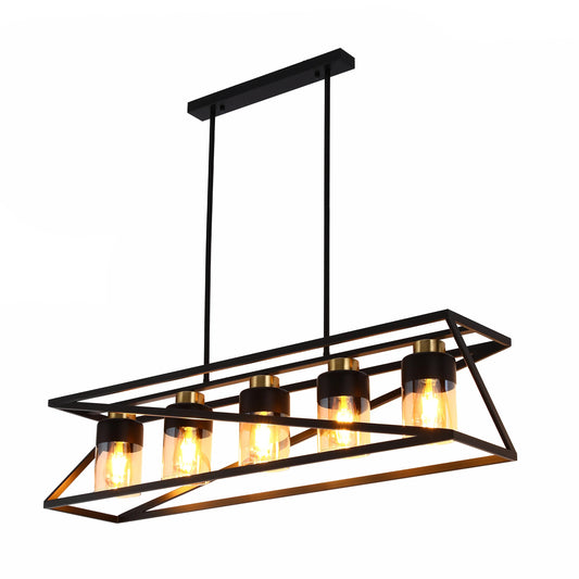 Geometric Black and Gold 3-Light/5-Light Pendant Ceiling Light