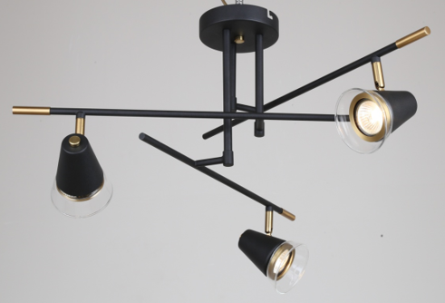 CEILING LAMP 68749 BLACK+BRASS GU10X3 (TEKLED)