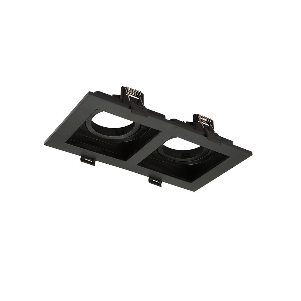 Main image of Polycarbonate Grill Tilt Recessed Downlight GU10 Black 2 Lamp 164-03017