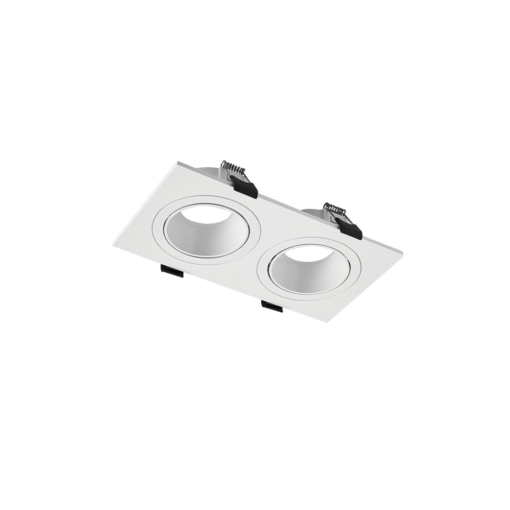 Main image of Rectangle Polycarbonate Tilt Recessed Downlight GU10 2 Lamp White 164-03025