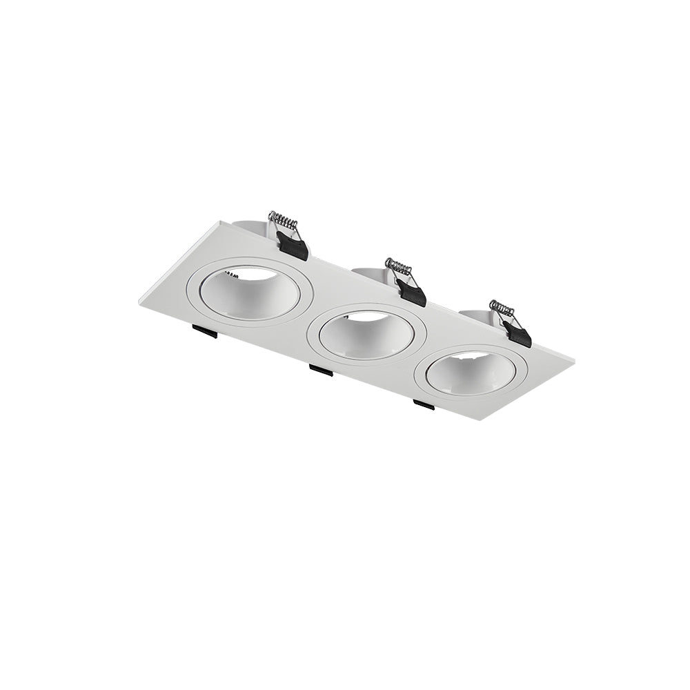 Main image of Rectangle Polycarbonate Tilt Recessed Downlight GU10 3 Lamp White 164-03027