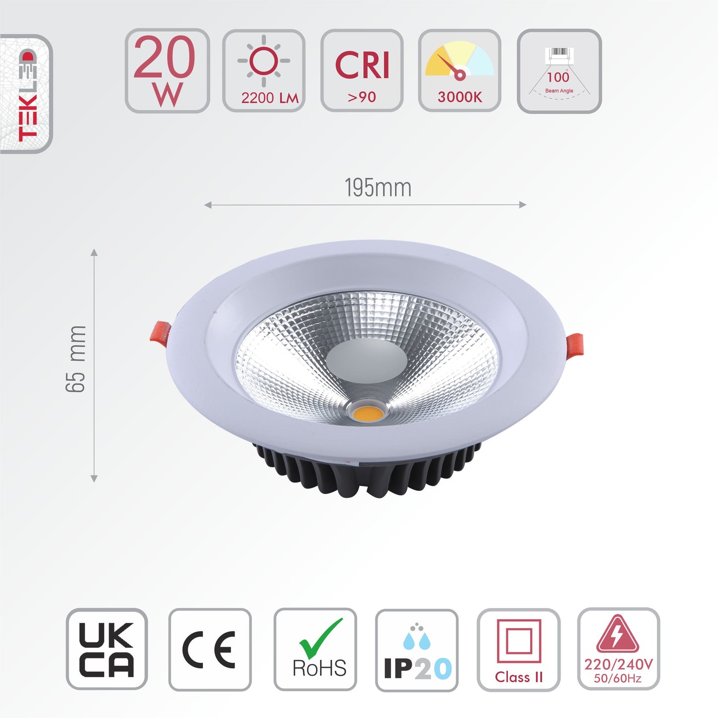 DOWNLIGHT LED AVENA NEW COB 20W WH