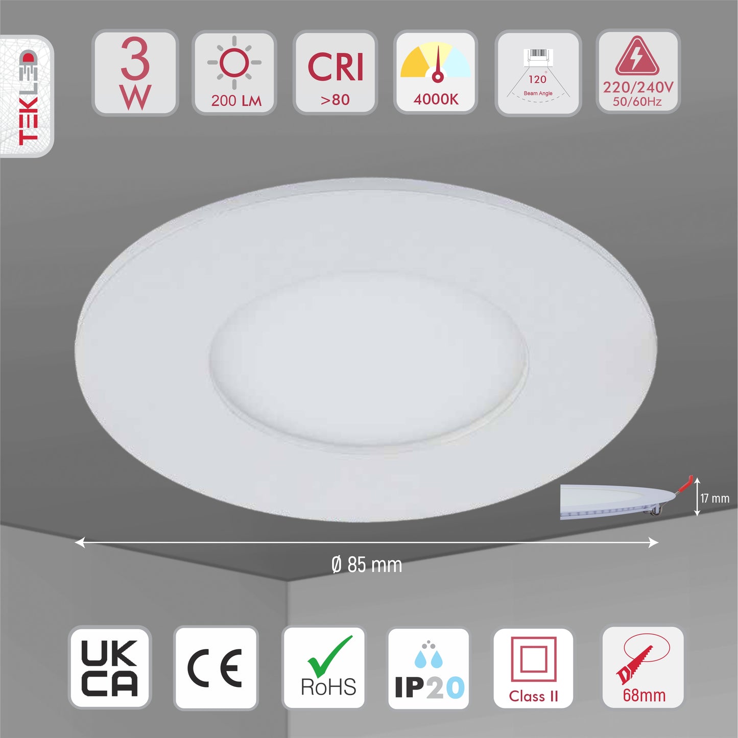 DL LED ROUND PANEL 3W (TEKLED)