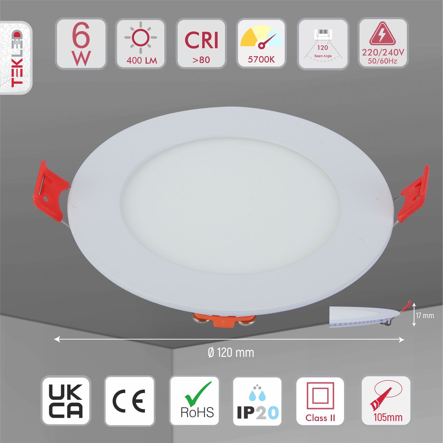 DL LED SLIM ROUND PANEL 6W 5700K (TEKLED)