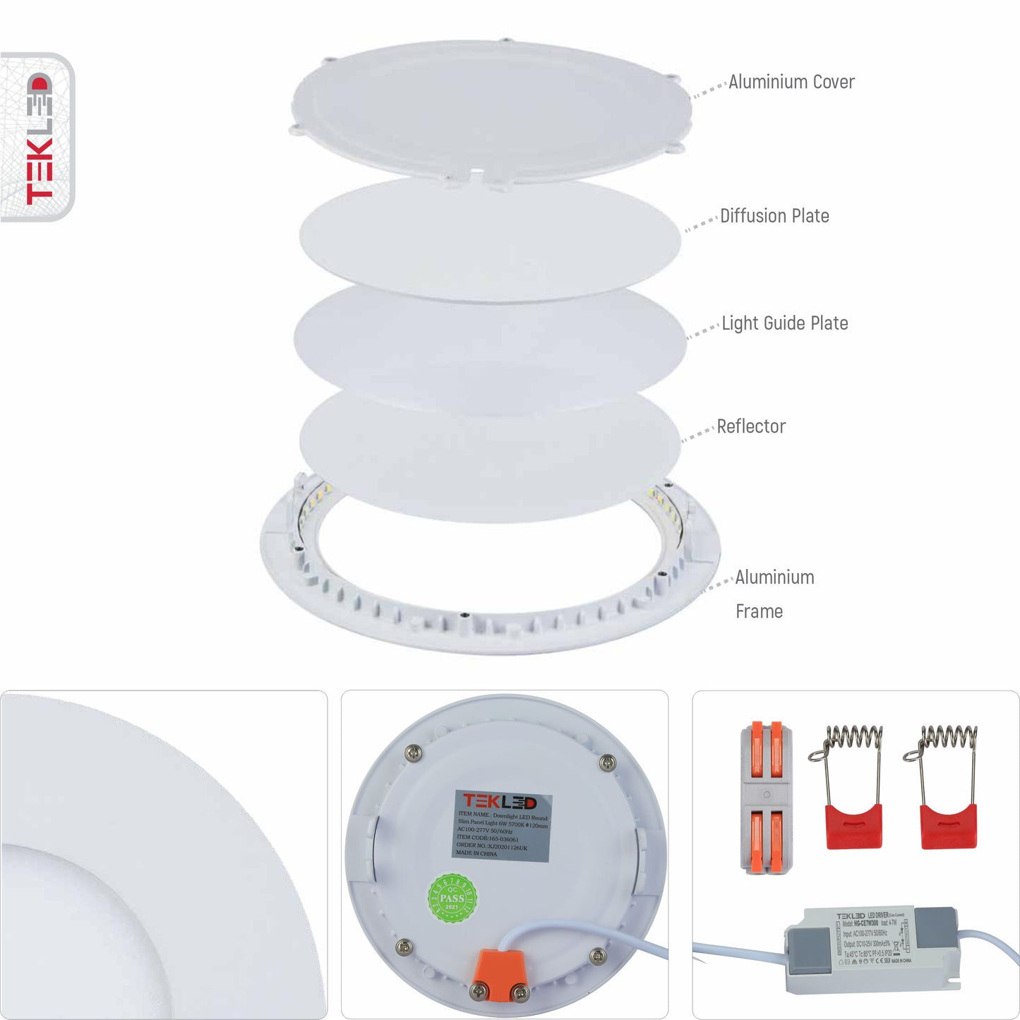 DL LED SLIM ROUND PANEL 6W 5700K (TEKLED)