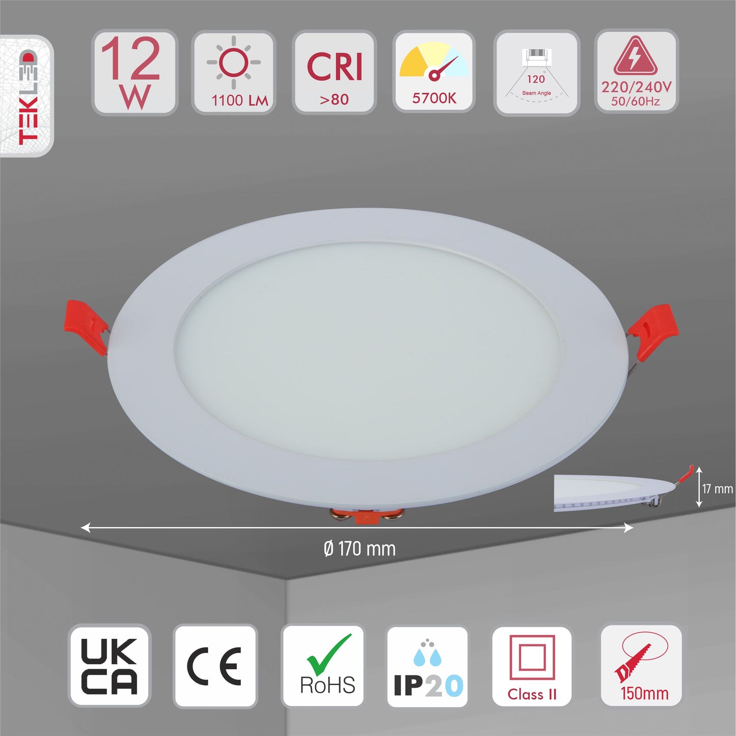 DL LED ROUND PANEL 12W (TEKL)