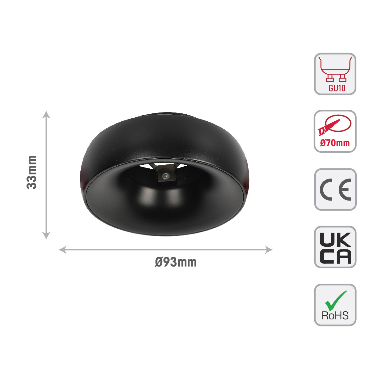 GU10 BLACK DOWNLIGHT Φ93*H33MM (TEKLED)