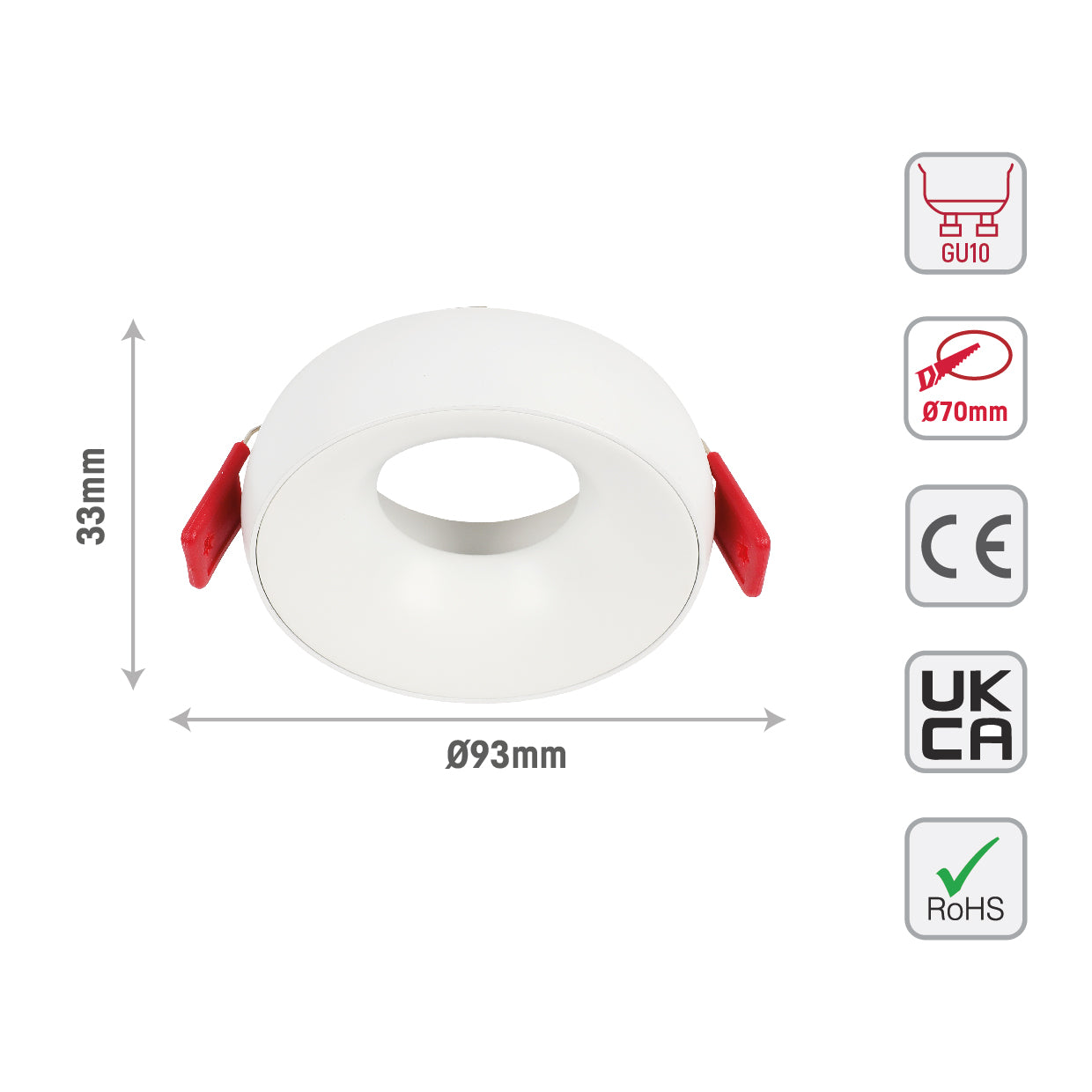 GU10 WHITE DOWNLIGHT 93*H33MM (TEKLED)