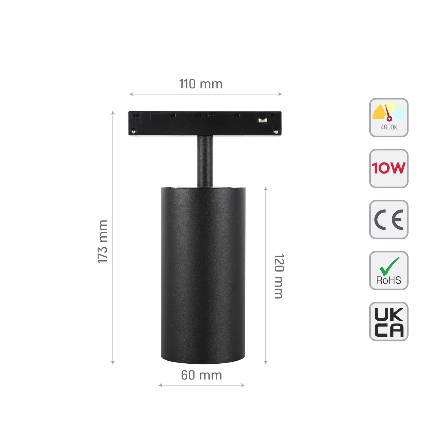 LED MAGNETIC ROLL-01 10W 48V 3000K BLACK TRACK(TEKLED)