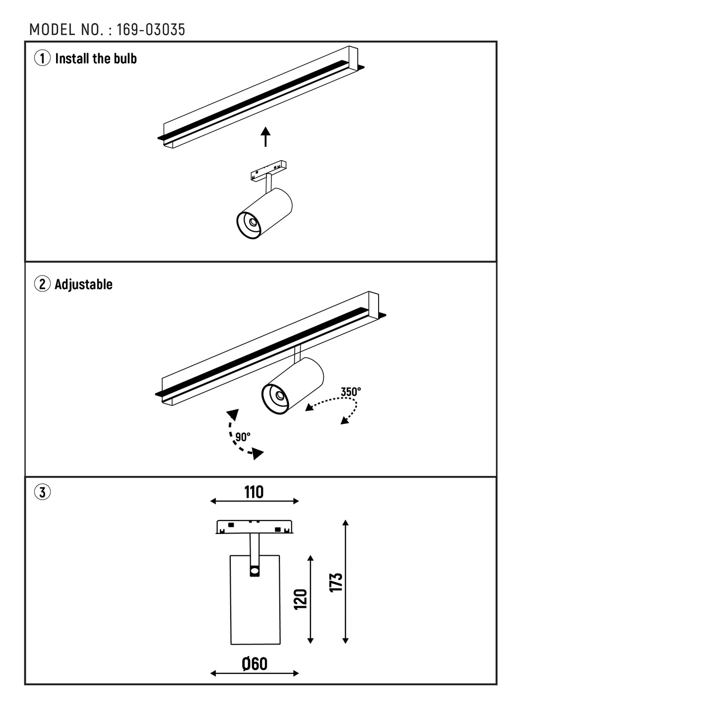 LED MAGNETIC ROLL-01 10W 48V 3000K BLACK TRACK(TEKLED)